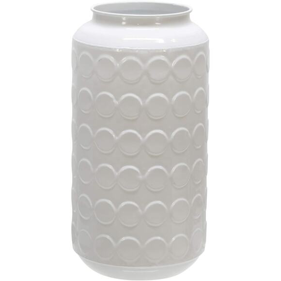Nordstrom Rack Metal Jar Design Vase With Embossed Spotted Design, White - Picture 1 of 12